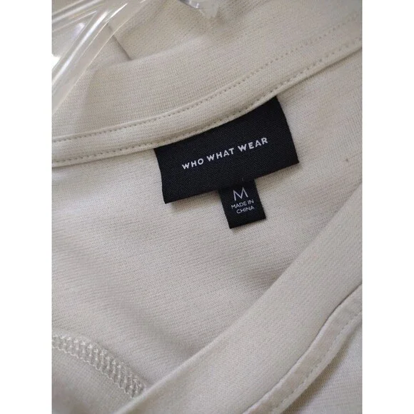 Women’s Beige Cocktail Dress 3/4 Sleeve Size M Formal Cottage core Stretch - Picture 9 of 10